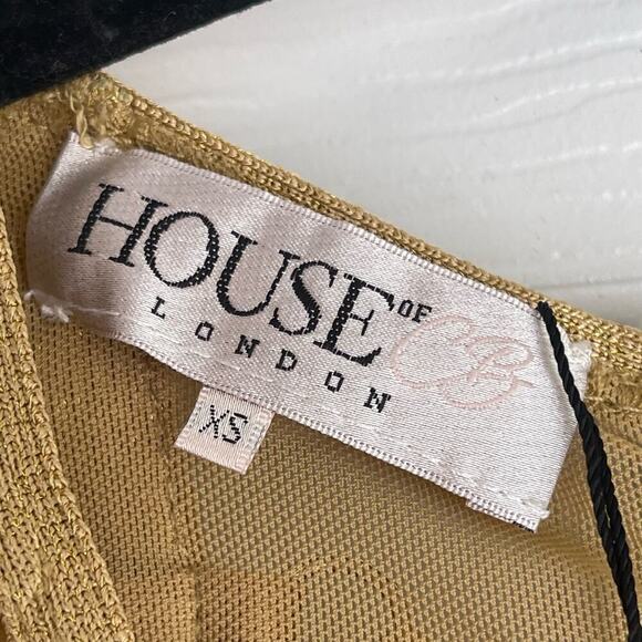 House of CB London Bandage Chain Dress Feodora Long Sleeve In Golden Size XS NWT - Picture 10 of 10